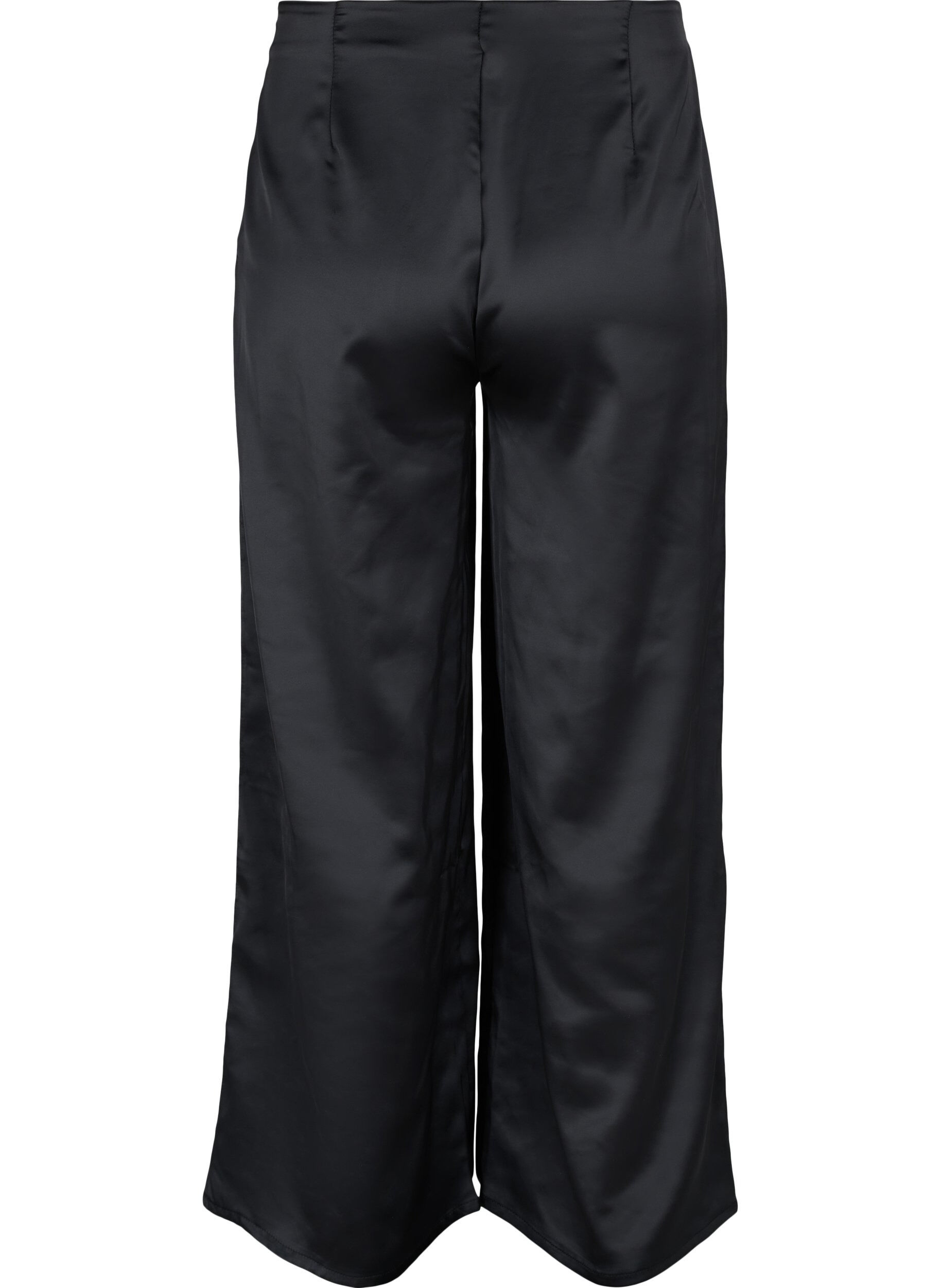 Zizzi Pantalon en satin avec largeur, Black, Packshot image number 1