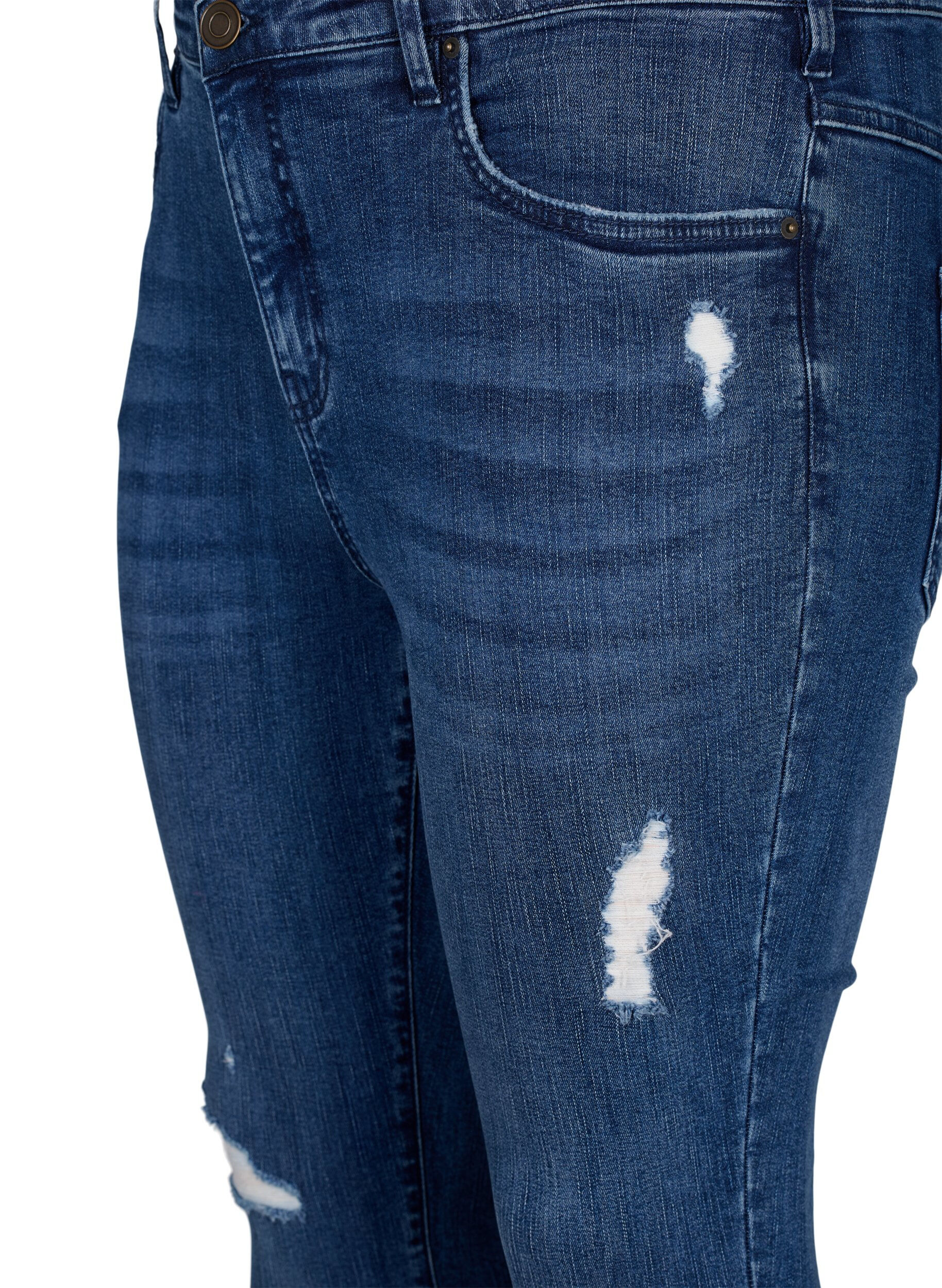 Zizzi Jeans Amy tr&egrave;s ajust&eacute; avec effet us&eacute;, Blue Denim, Packshot image number 2