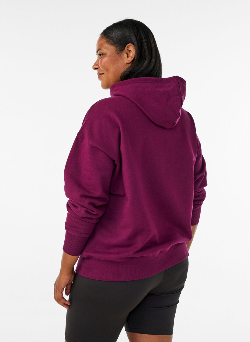 Sweat &agrave; capuche avec imprim&eacute; poitrine, Violet, Model image number 2