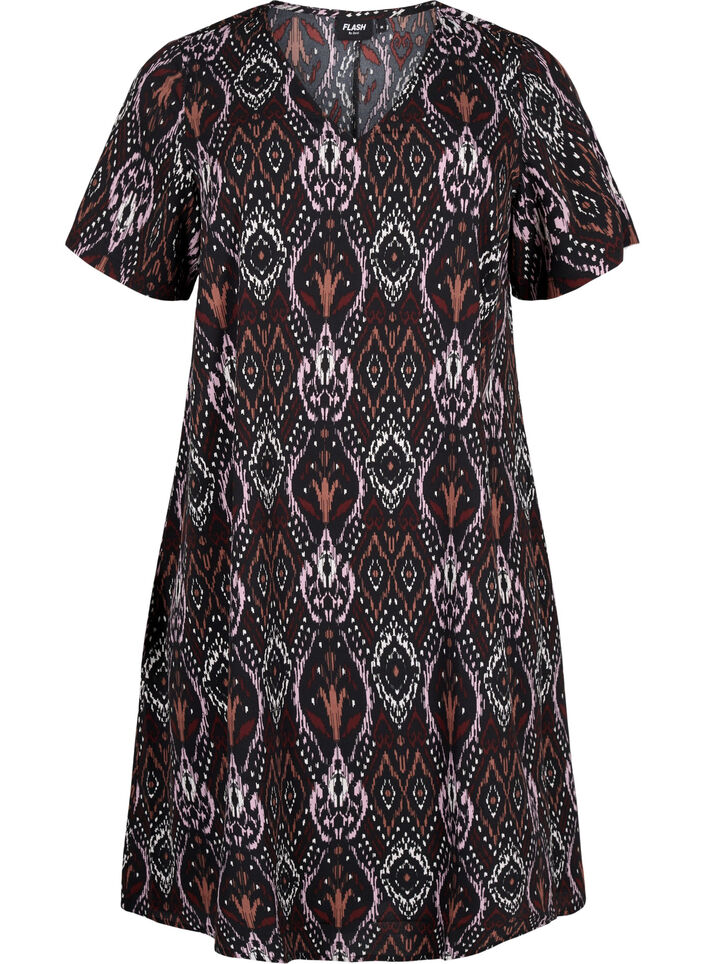 Robe FLASH à col en V avec imprimé, Black Rose Ethnic, Packshot image number 0