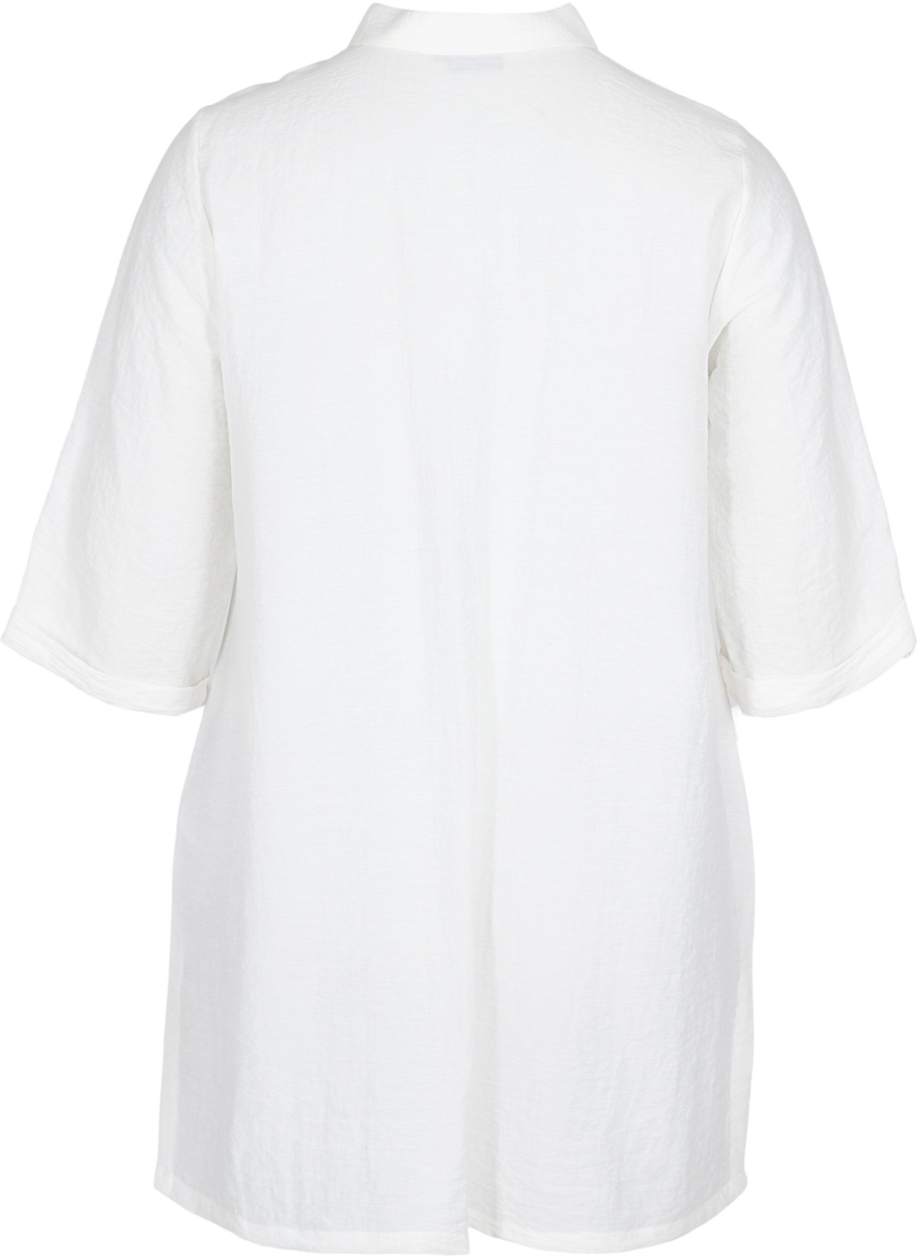 Zizzi Chemise longue &agrave; manches 3/4, Bright White, Packshot image number 1
