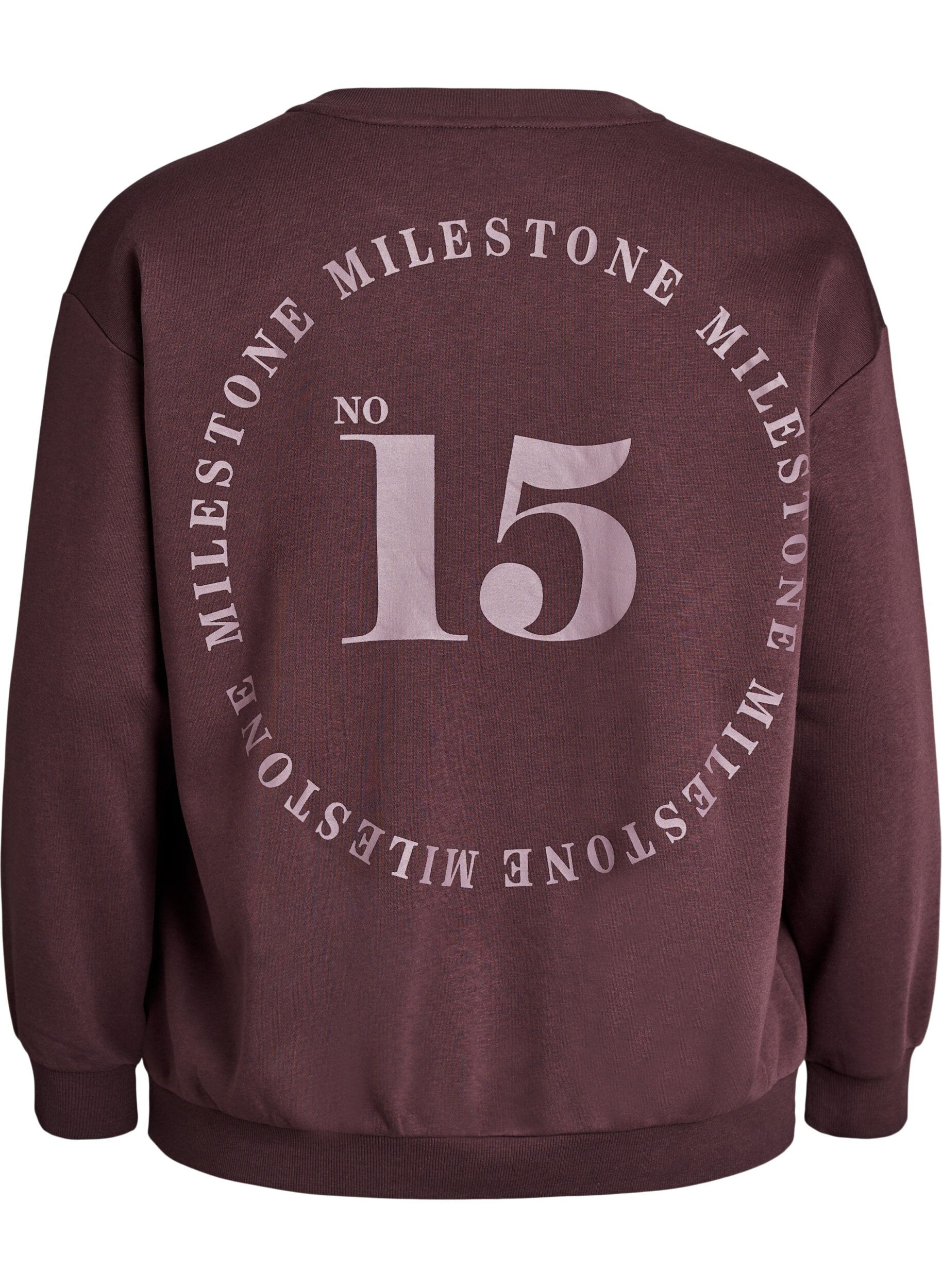 Zizzi Sweatshirt avec d&eacute;tail statement, Marron, Packshot image number 1