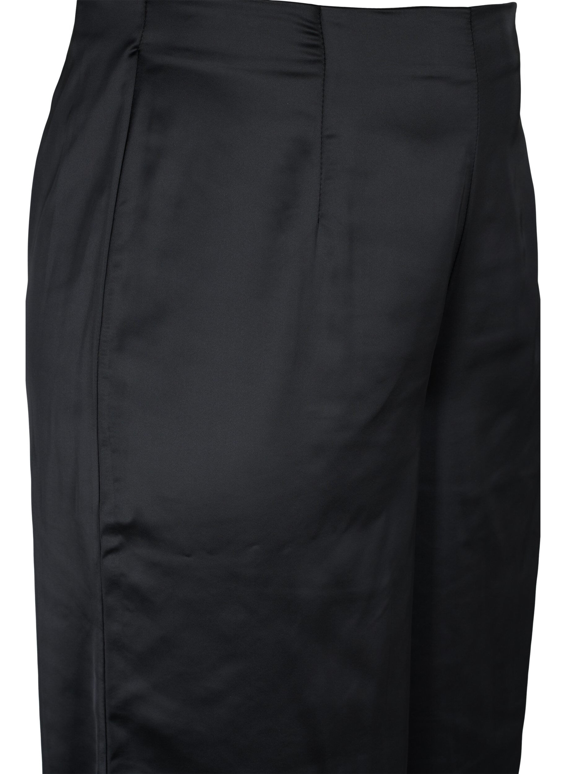 Zizzi Pantalon en satin avec largeur, Black, Packshot image number 2