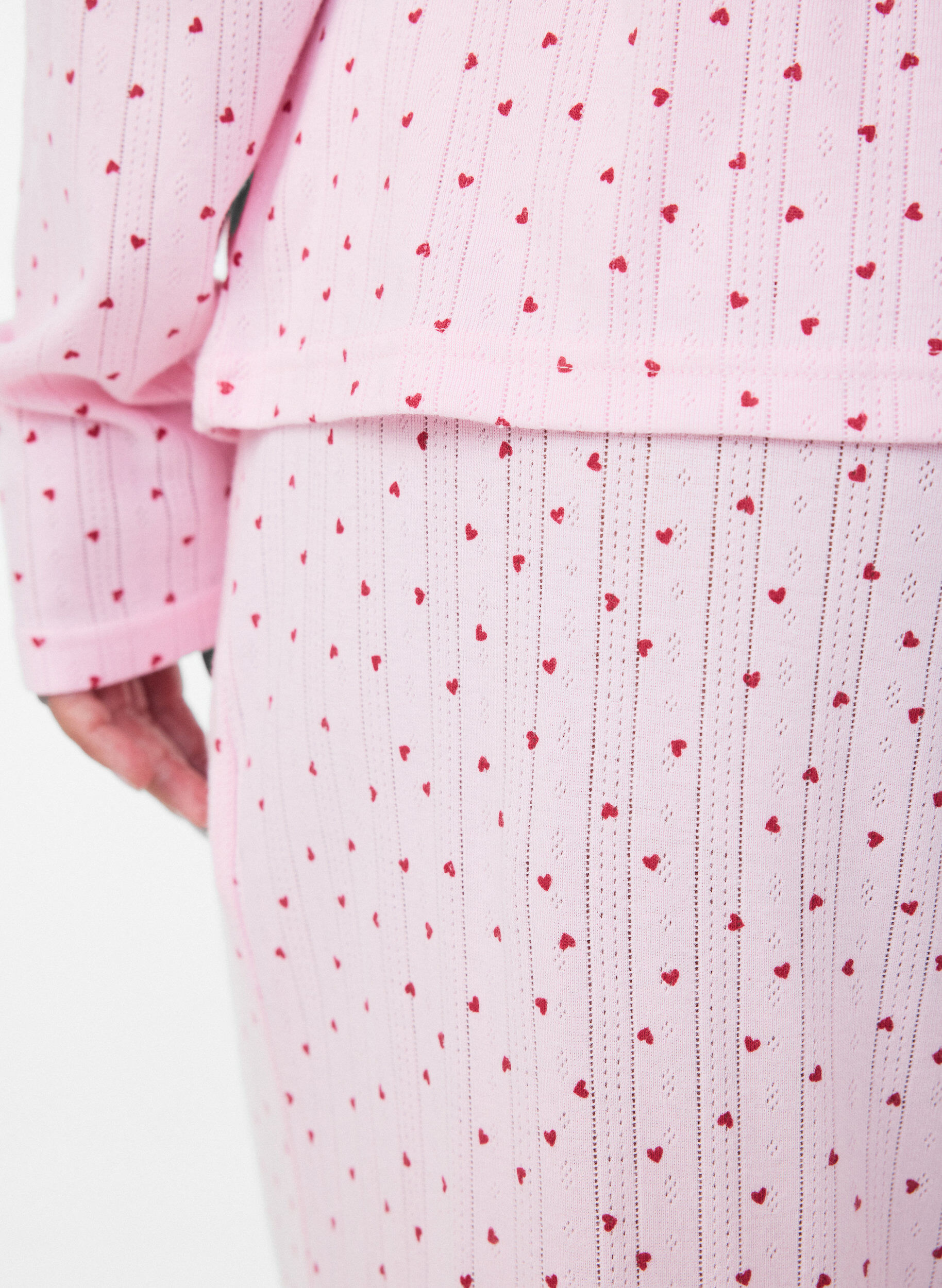 ZizziPantalon de pyjama en coton biologique avec broderie ajour&eacute;e, Rose, Model image number 4