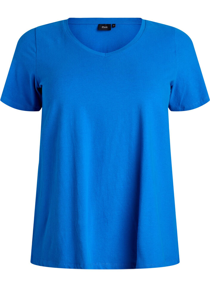 T-shirt basic uni en coton, Bleu, Packshot image number 0