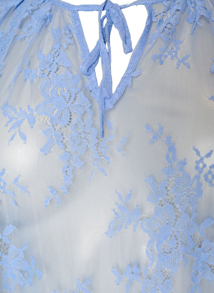 Blouse en dentelle &agrave; manches courtes avec lien &agrave; nouer, Mauve, Packshot image number 2