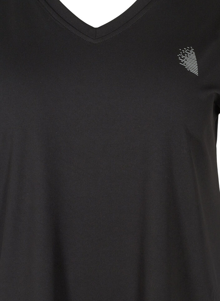 T-shirt de sport ample avec col en v, Noir, Packshot image number 2