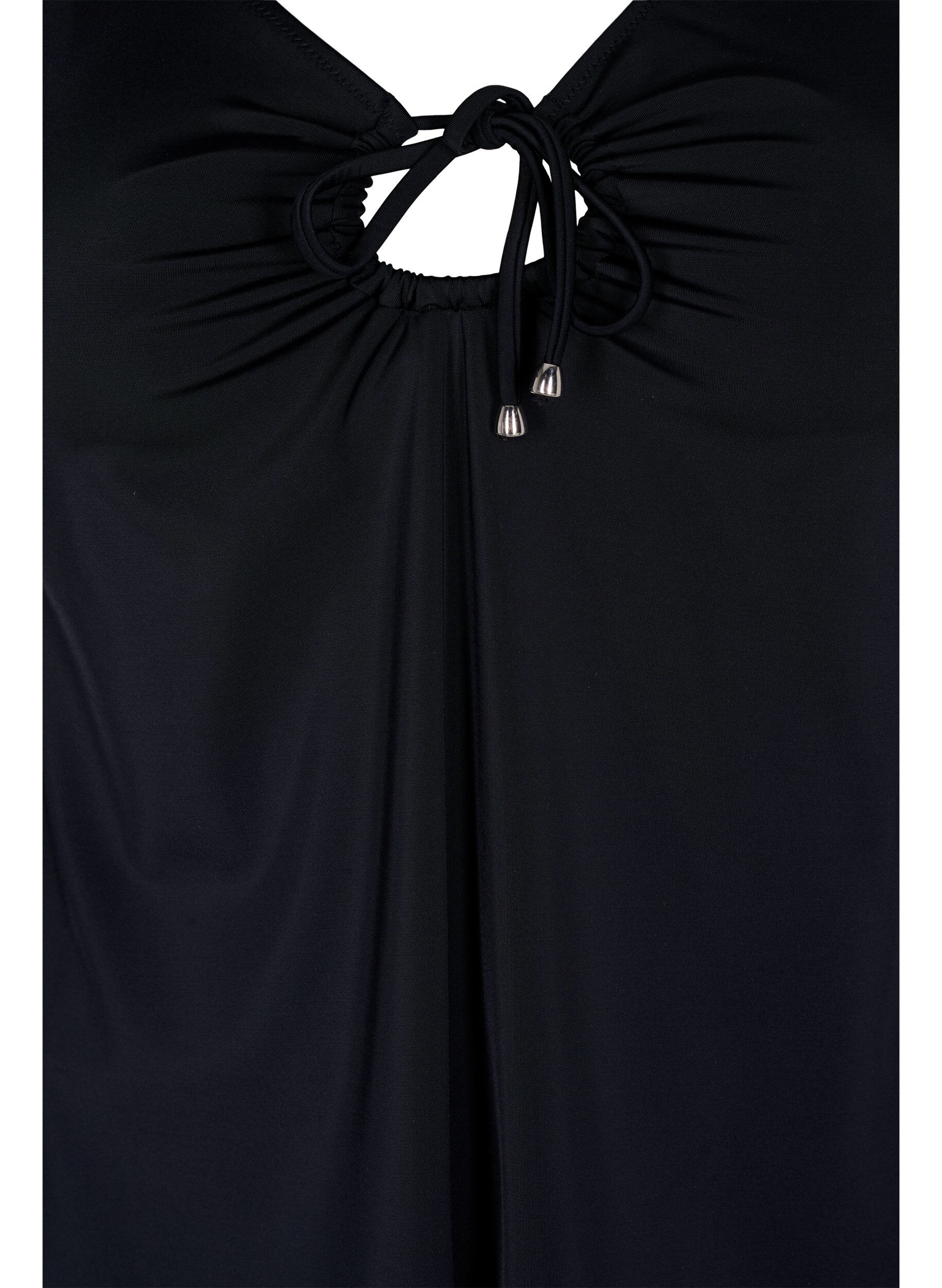 Zizzi Tankini de couleur unie avec d&eacute;tail de neige, Black, Packshot image number 2