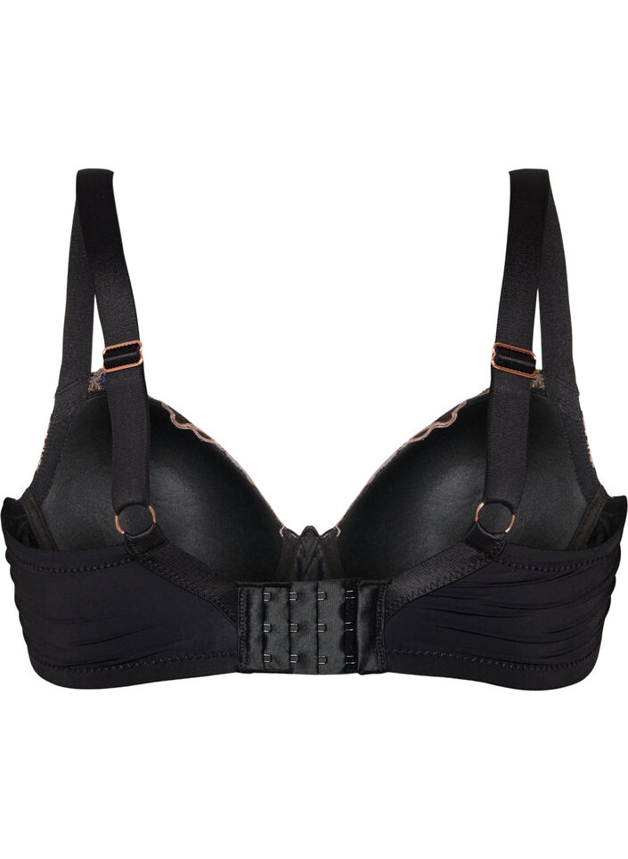 Soutien-gorge moul&eacute; avec broderie florale, Noir, Packshot image number 1