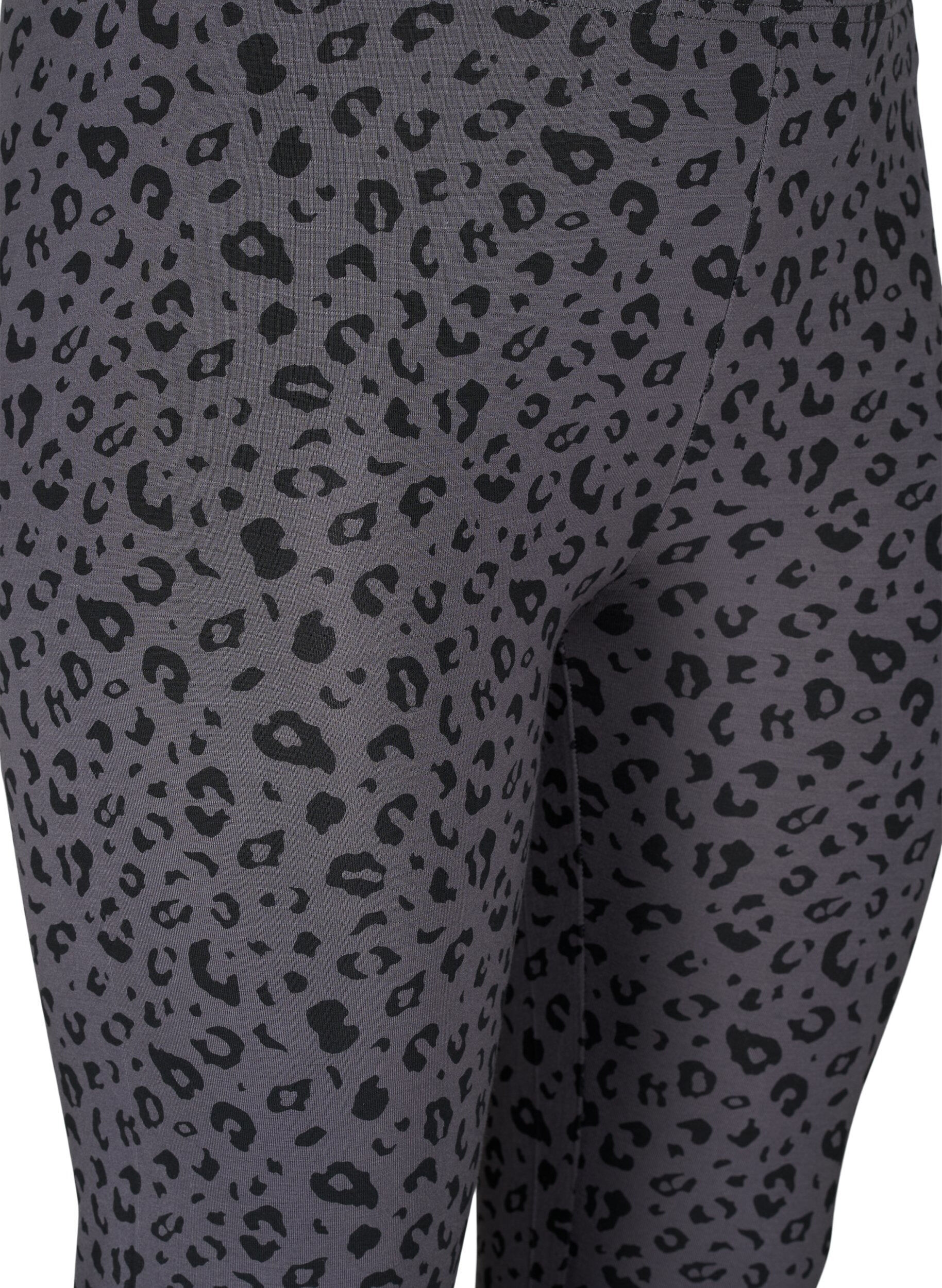 Zizzi Leggings en viscose &agrave; imprim&eacute; l&eacute;opard, Gris, Packshot image number 2