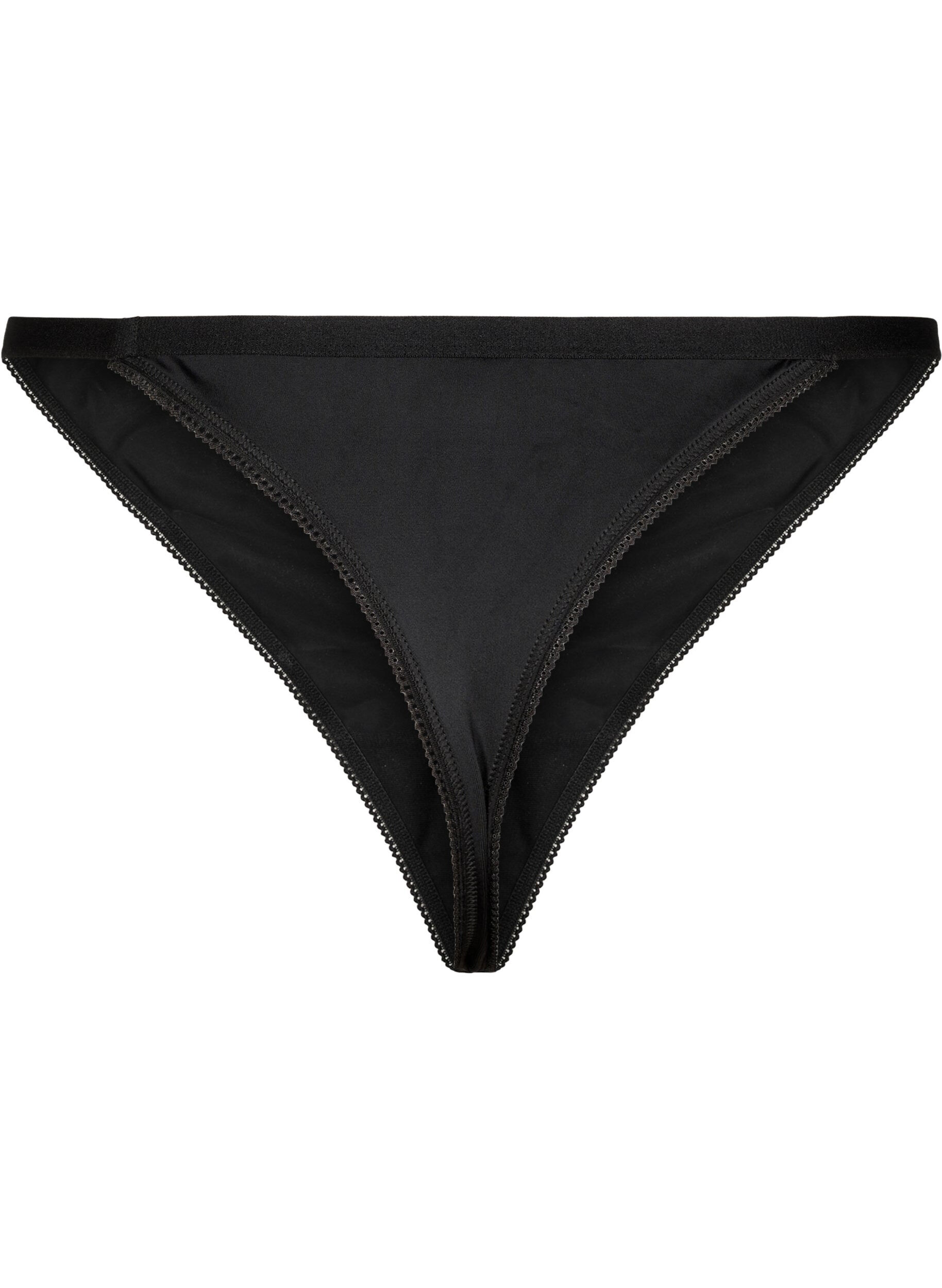 Zizzi String en microfibre avec taille &eacute;lastique, Noir, Packshot image number 1