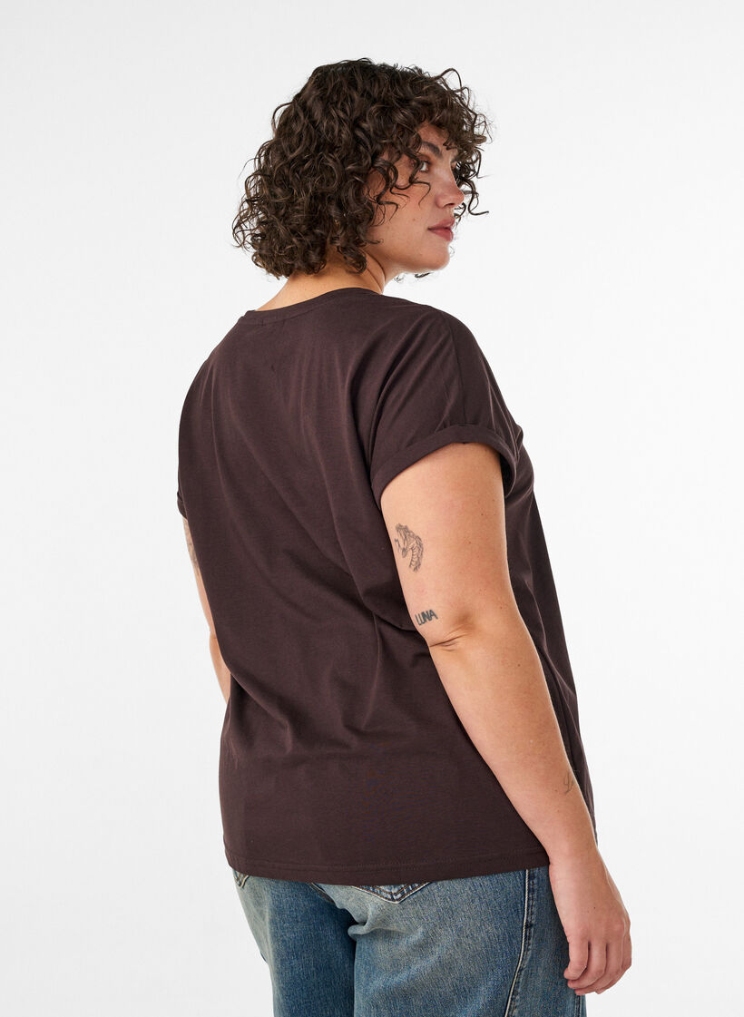 T-shirt avec imprim&eacute; d&eacute;coratif sur le devant, Marron, Model image number 2