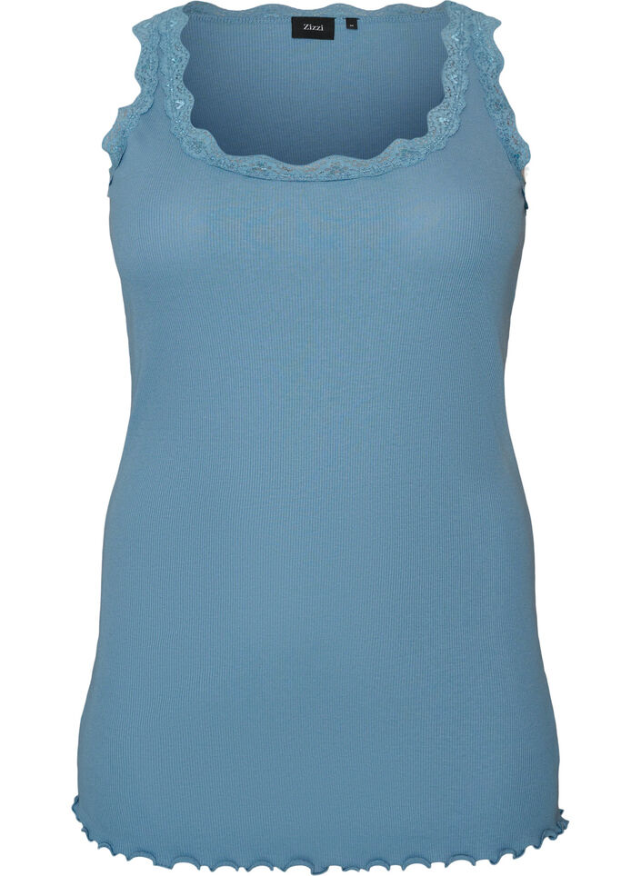 Haut &agrave; dentelle, Bleu, Packshot image number 0