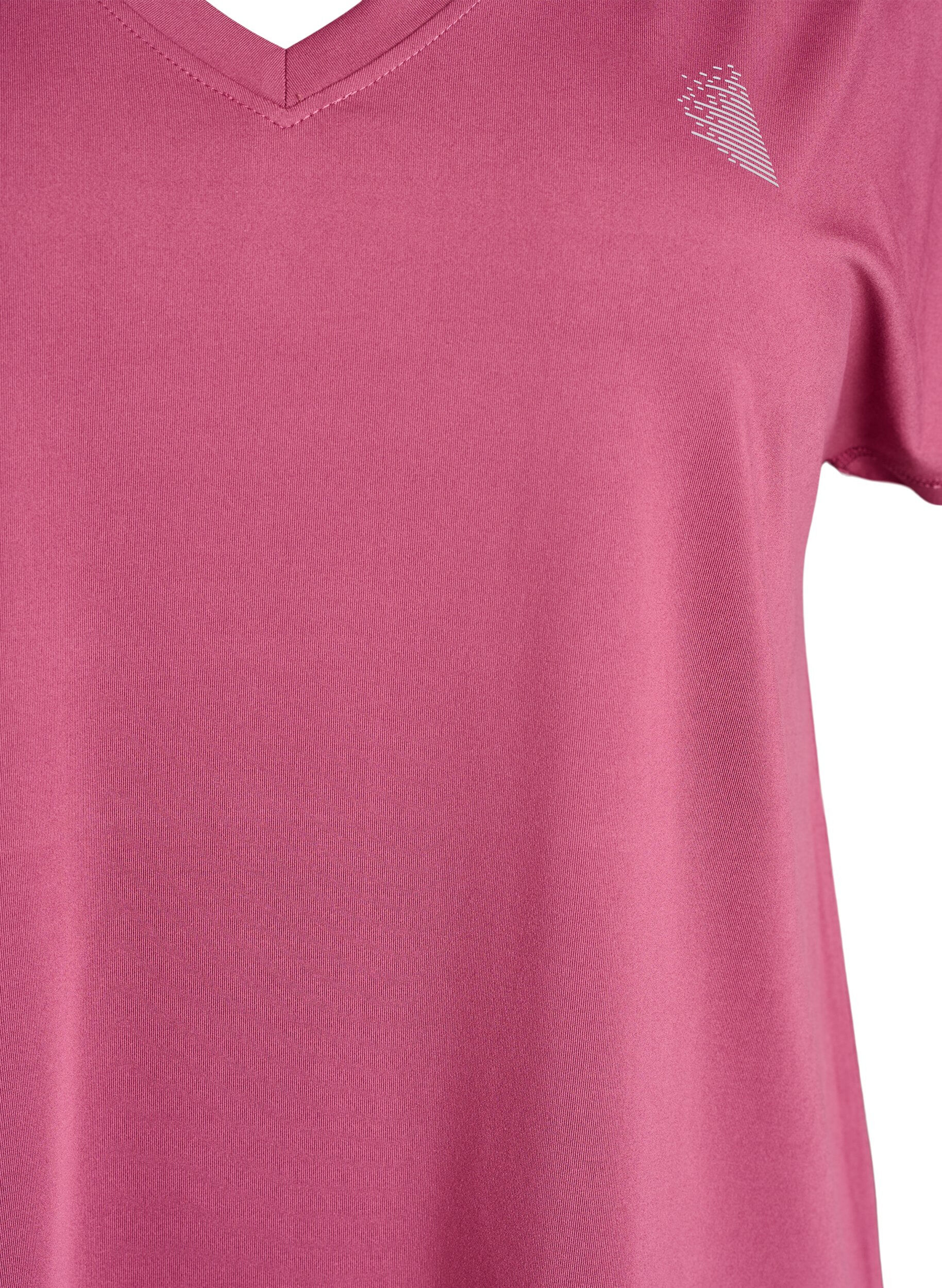 Zizzi T-shirt de sport ample avec col en v, Bordeaux, Packshot image number 2
