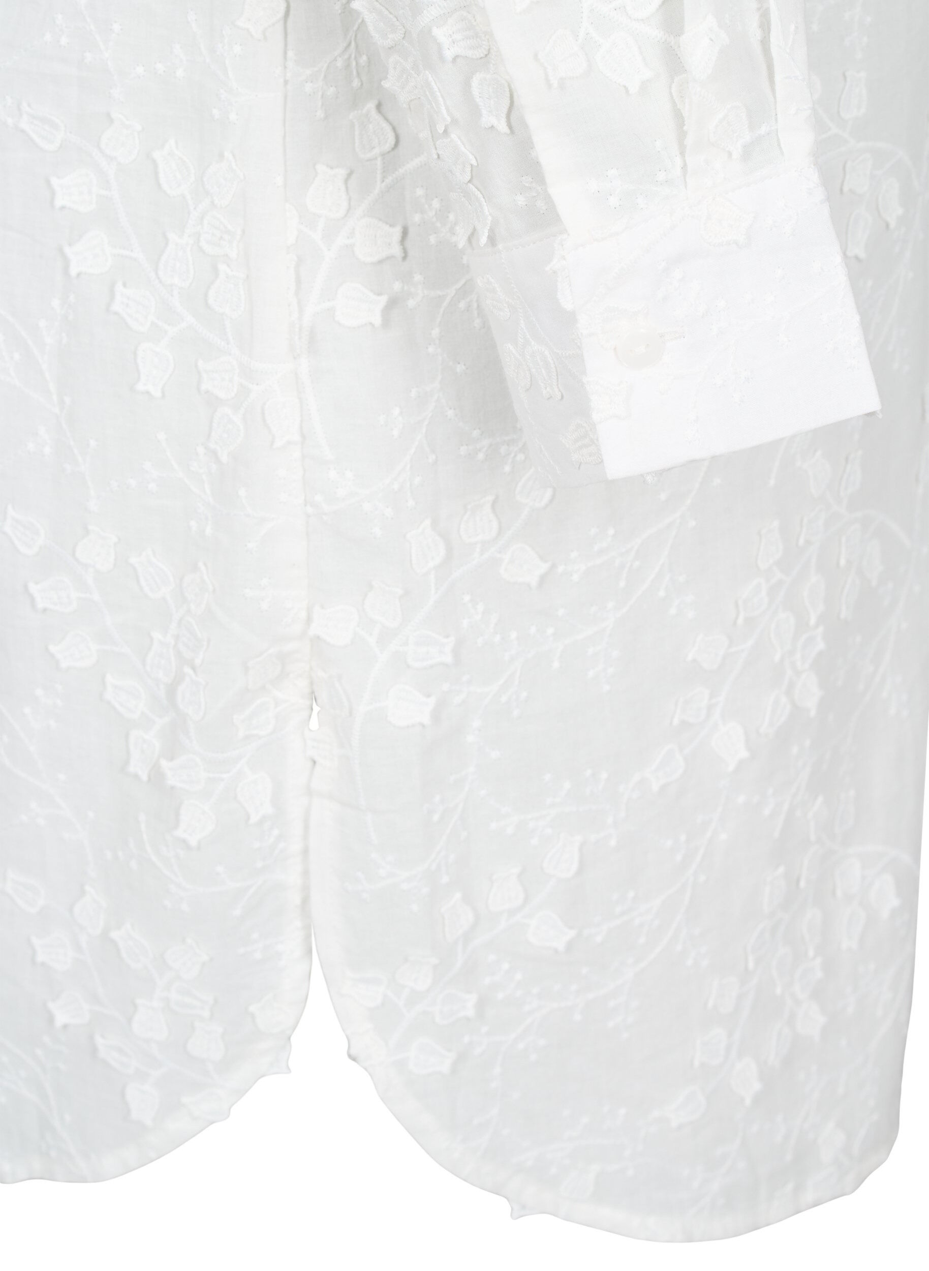 Zizzi Robe chemise avec fleurs brod&eacute;es, Blanc, Packshot image number 3