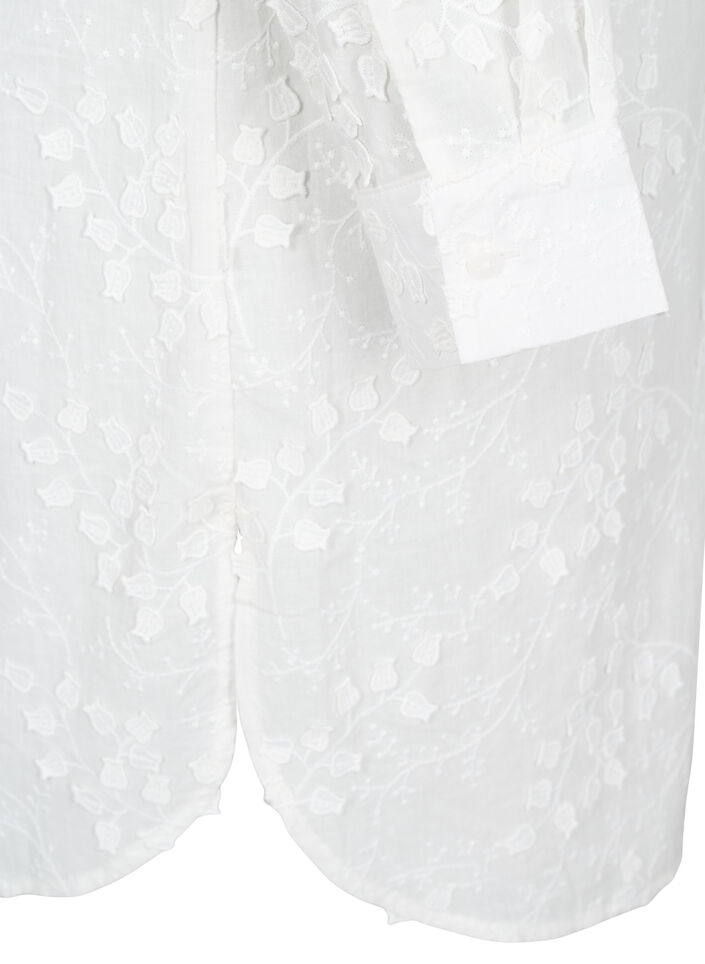 Robe chemise avec fleurs brodées, Blanc, Packshot image number 3
