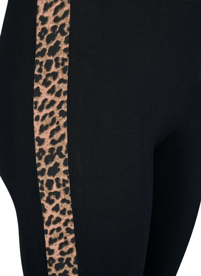 Legging en viscose à rayures imprimé léopard, Black W. Leo, Packshot image number 2