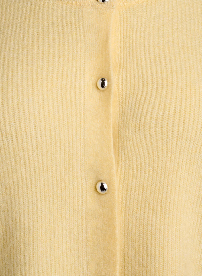 Cardigan en maille &agrave; manches courtes avec boutons boule brillants, Jaune clair, Packshot image number 2