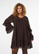 Robe courte avec manches transparentes &agrave; volants, Marron, Model image number 0