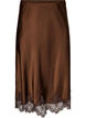 Jupe midi en satin avec bordure en dentelle, Marron, Packshot image number 0