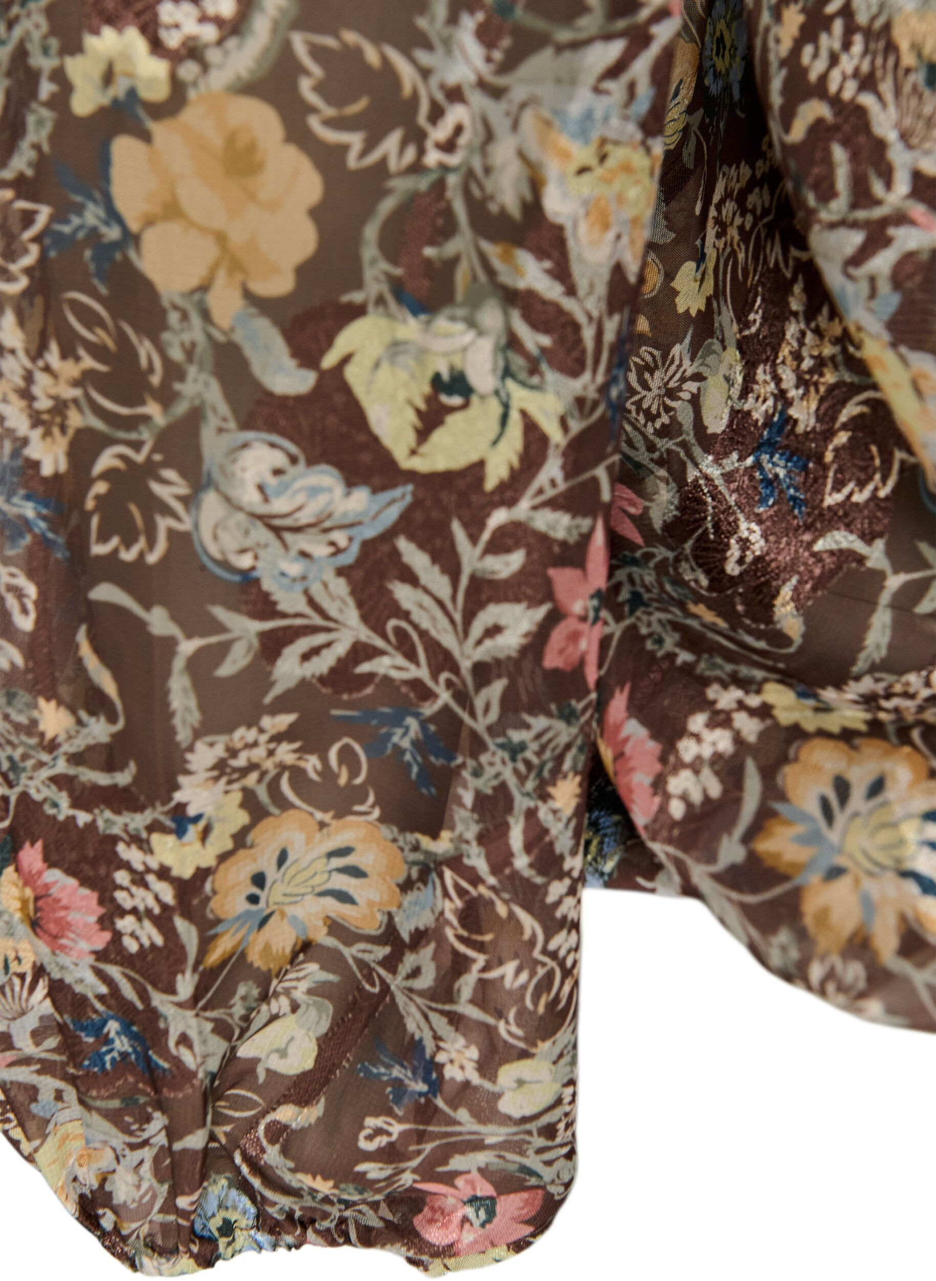 ZizziBlouse &agrave; imprim&eacute; floral et manches ballon, Marron, Packshot image number 3