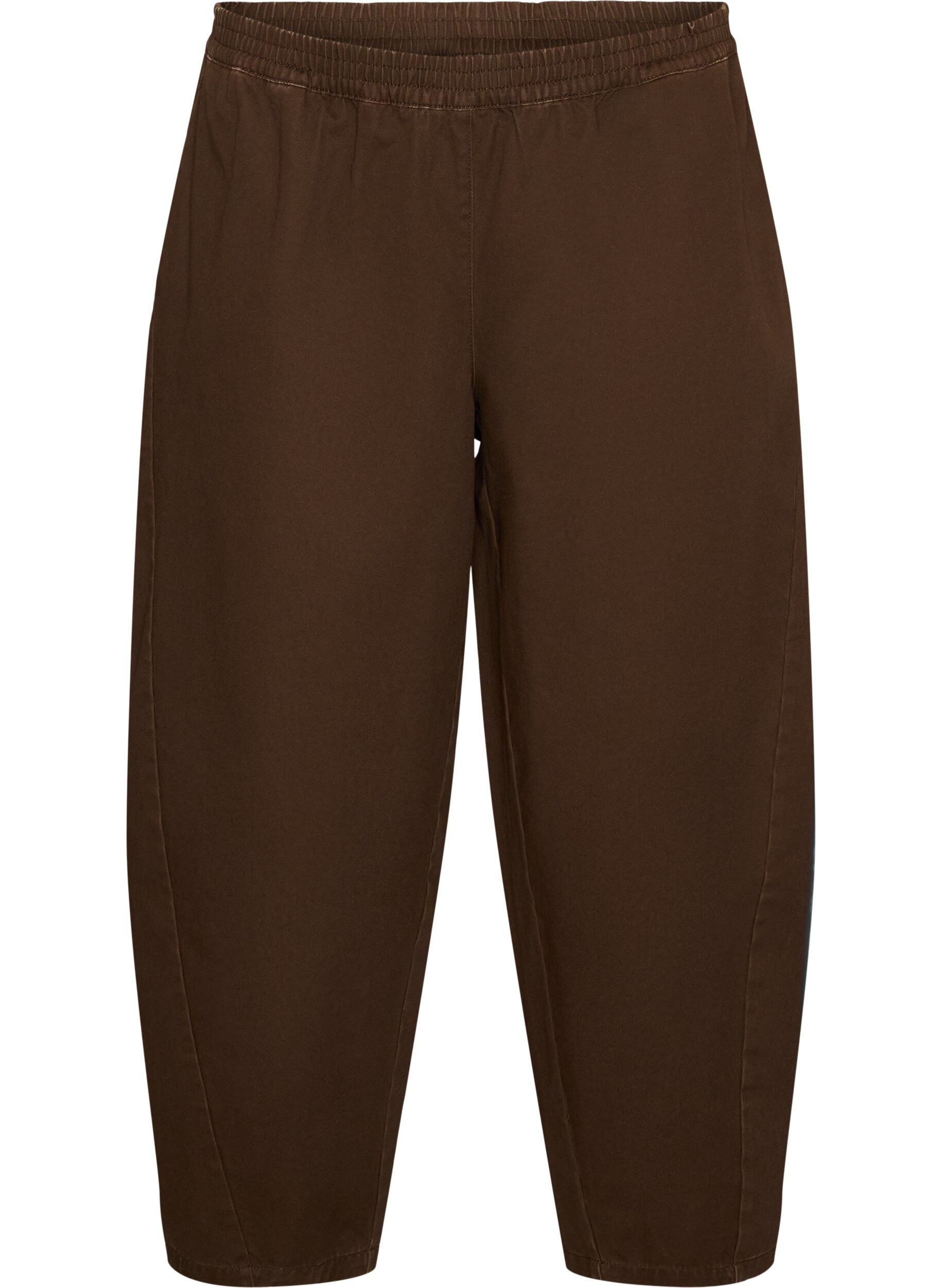 Jean barrel avec taille haute et ceinture &eacute;lastique