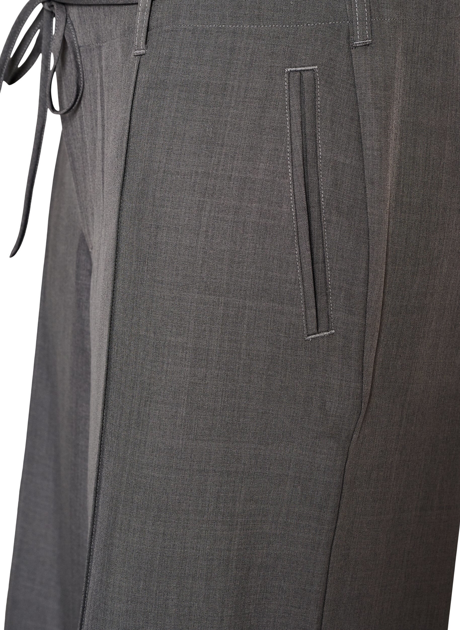 ZizziPantalon de tailleur avec plis marqu&eacute;s et ceinture &agrave; nouer, Gris anthracite, Packshot image number 2