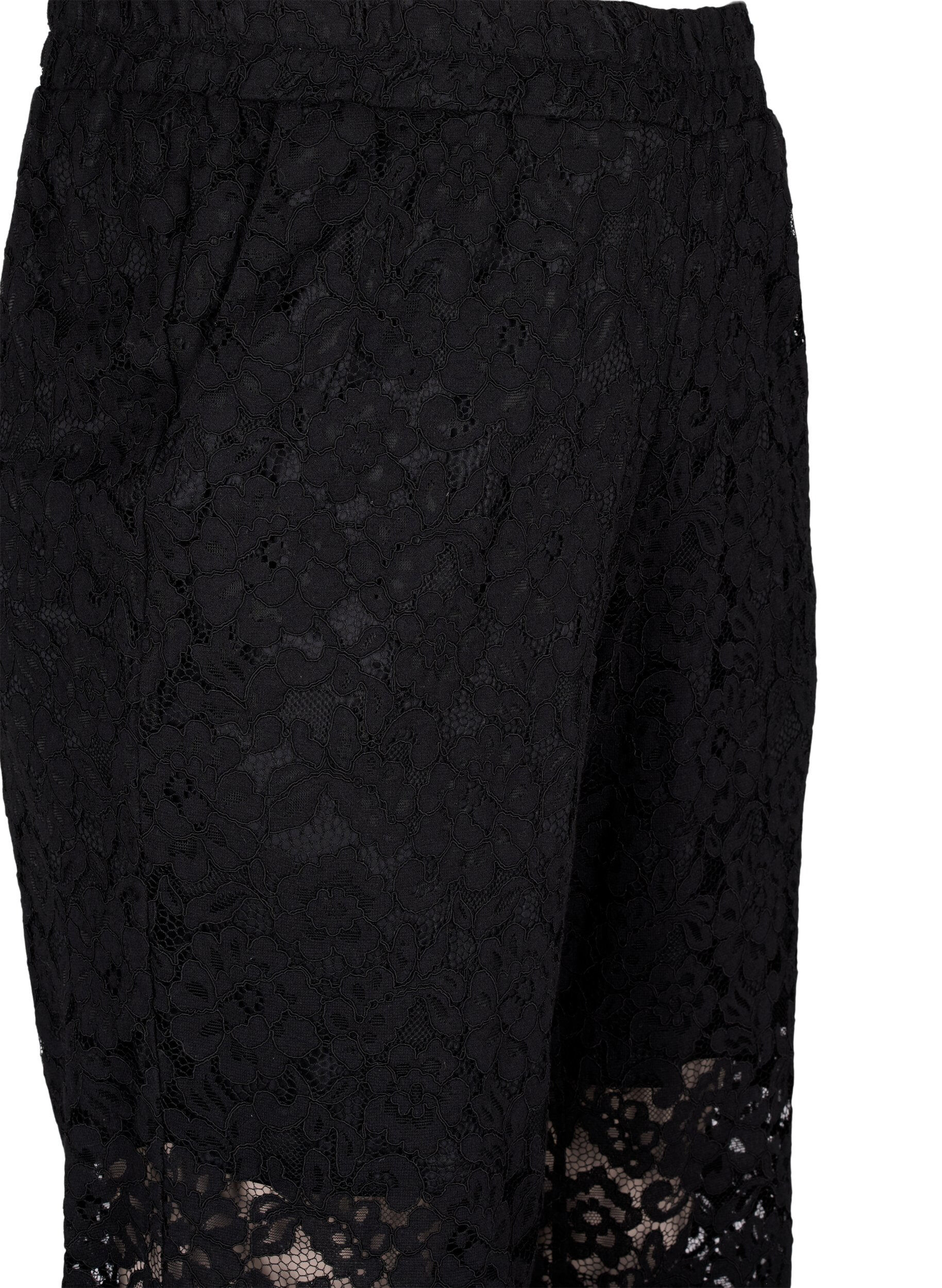 Zizzi Pantalon en dentelle avec des poches, Black, Packshot image number 2