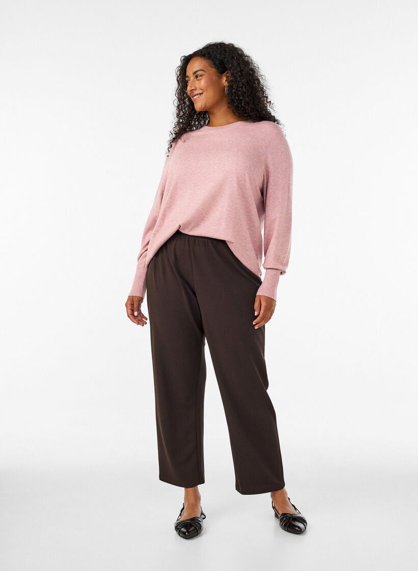 Blouse en maille avec un col rond, Rose, Model image number 1