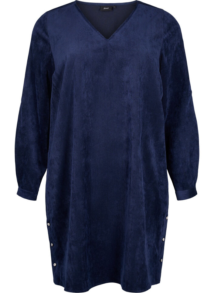 Robe courte en velours avec poches, Medieval Blue, Packshot image number 0