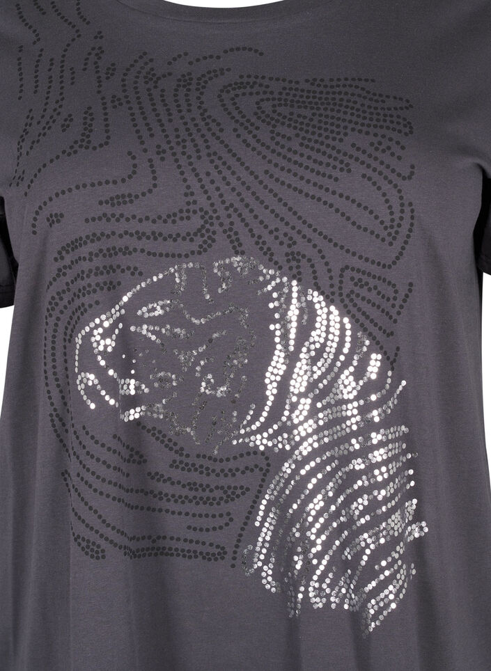 T-shirt en coton avec impression, Asphalt w. Tiger, Packshot image number 2