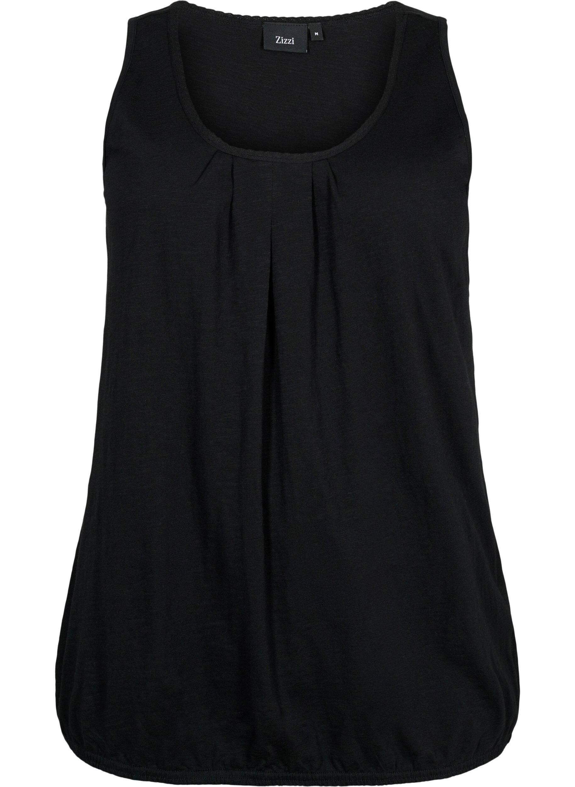 Zizzi Top en coton avec bordure en dentelle, Black, Packshot image number 0