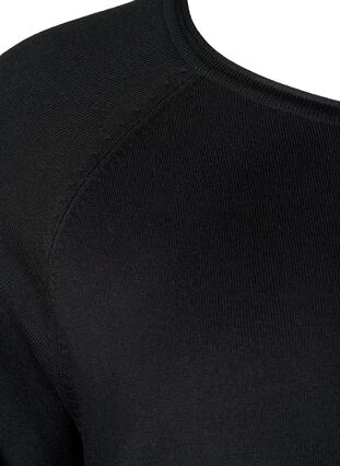 Chemisier tricot en viscose avec manches 3/4, Black, Packshot image number 3