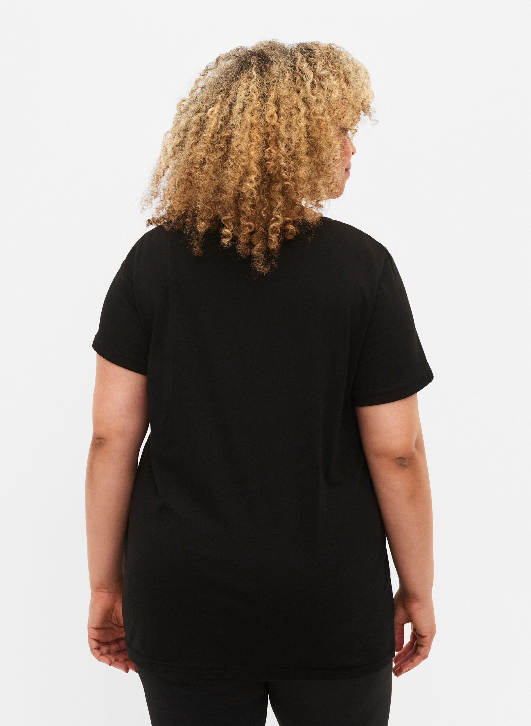 Zizzi T-shirt de sport avec imprim&eacute;, Black w. Disciplined, Model image number 1
