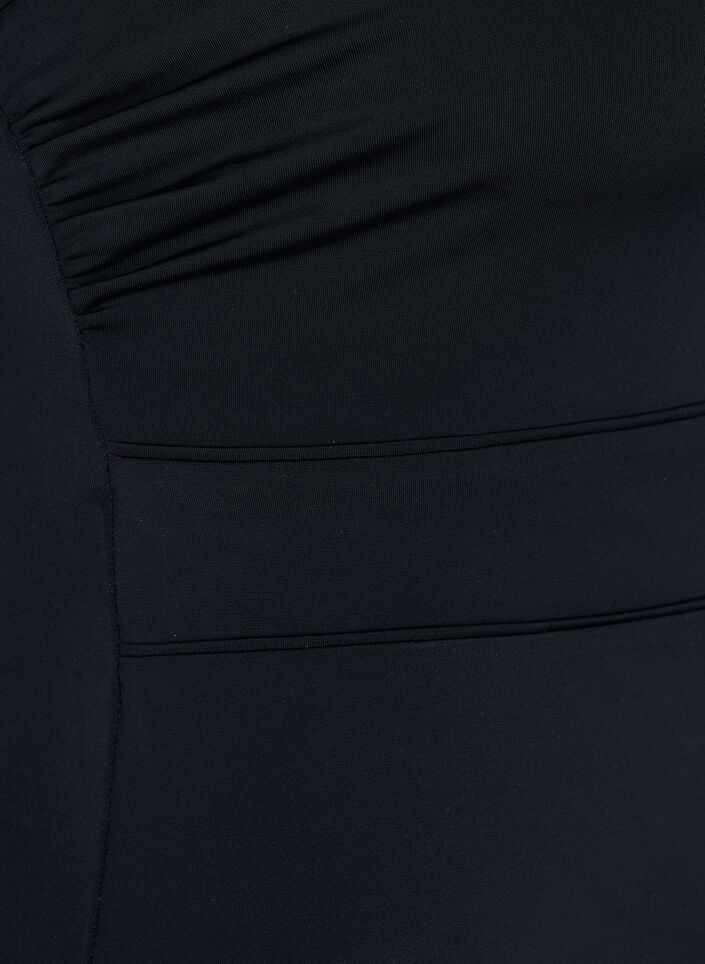 Maillot de bain avec col en V et résille, Black, Packshot image number 3