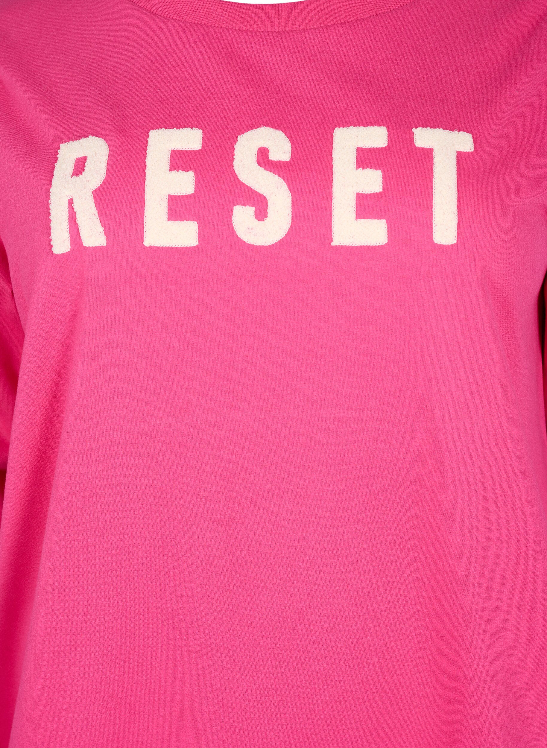 Zizzi Sweatshirt avec texte, Fuchsia P. W. Reset, Packshot image number 2