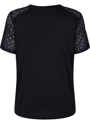 T-shirt avec manches en dentelle, Black, Packshot image number 1
