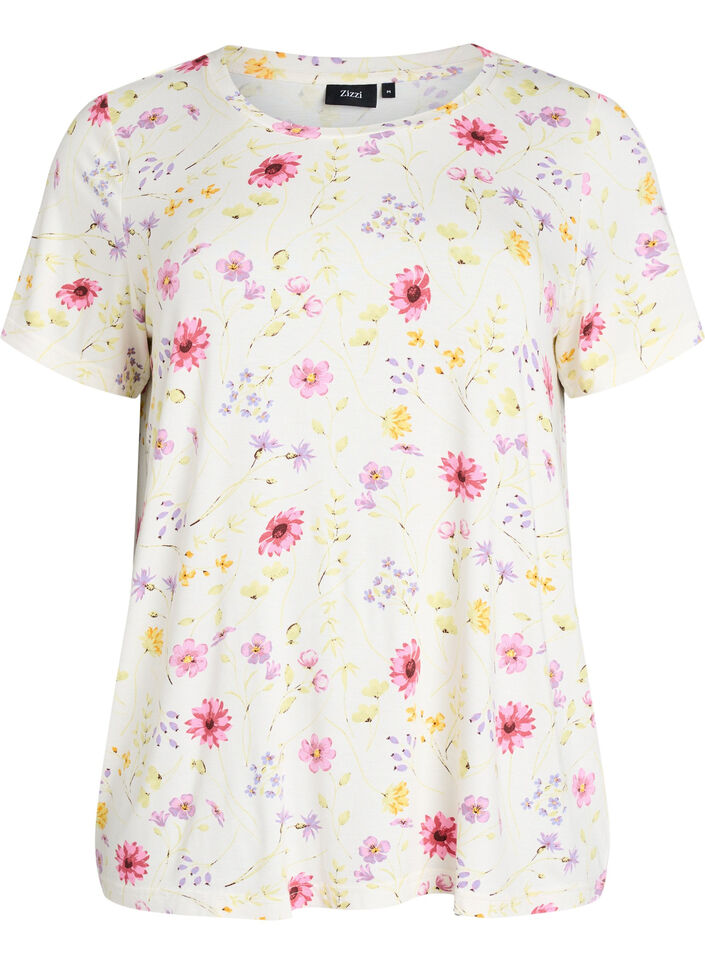 T-shirt avec imprim&eacute; floral, Blanc, Packshot image number 0