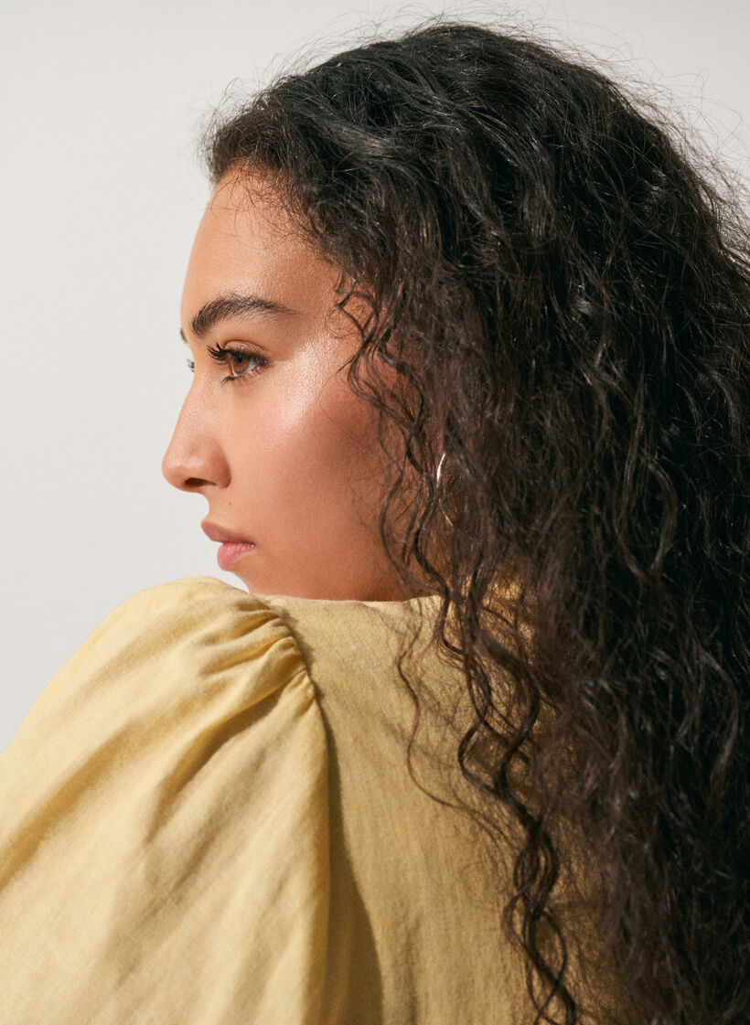 Robe chemise en lin et viscose avec une ceinture &agrave; nouer, Jaune clair, Image image number 0