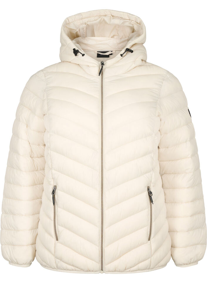 Doudoune l&eacute;g&egrave;re matelass&eacute;e &agrave; capuche, Beige, Packshot