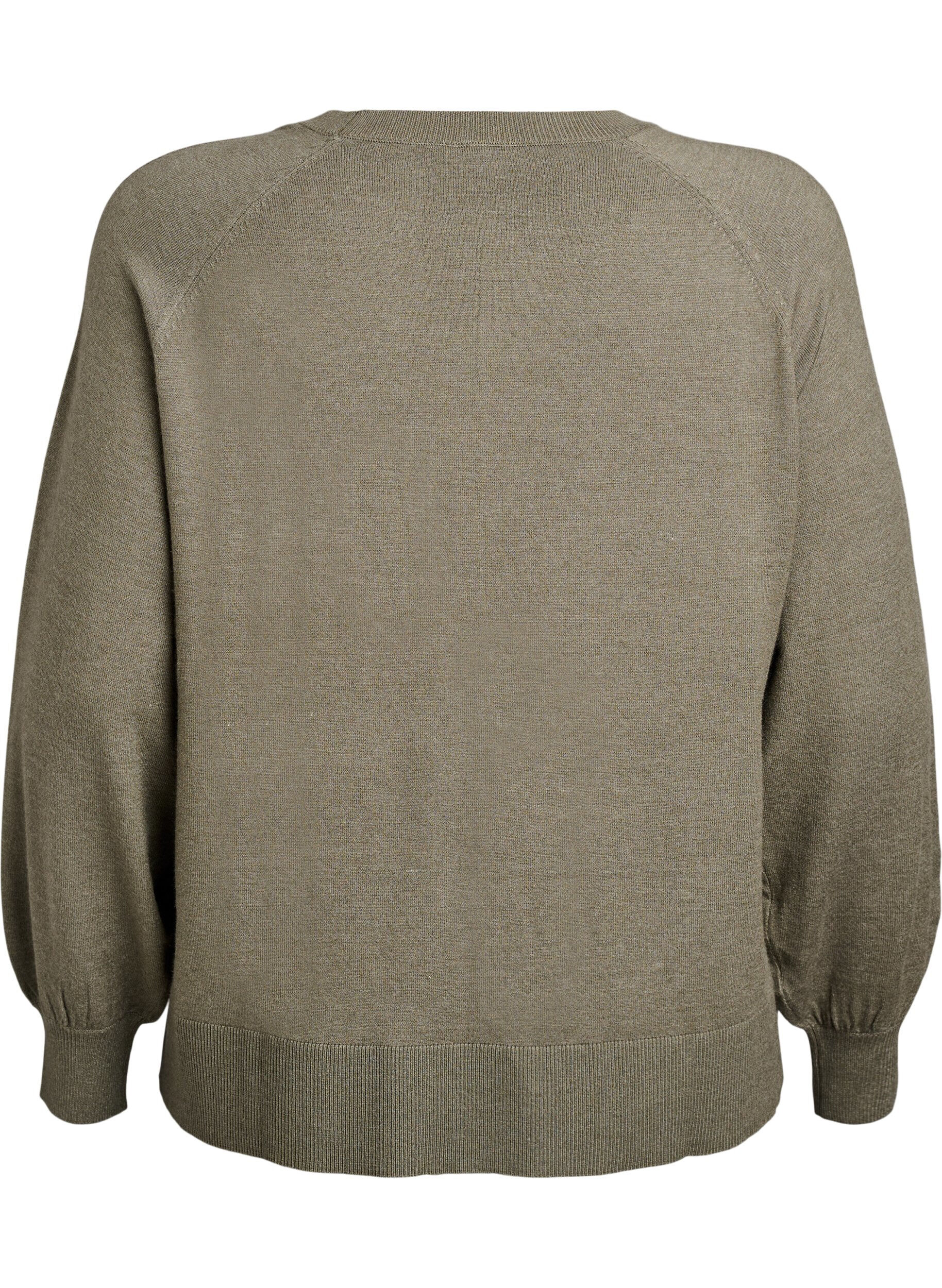 Zizzi Blouse en maille avec couture centrale et manches raglan, Vert Kaki, Packshot image number 1