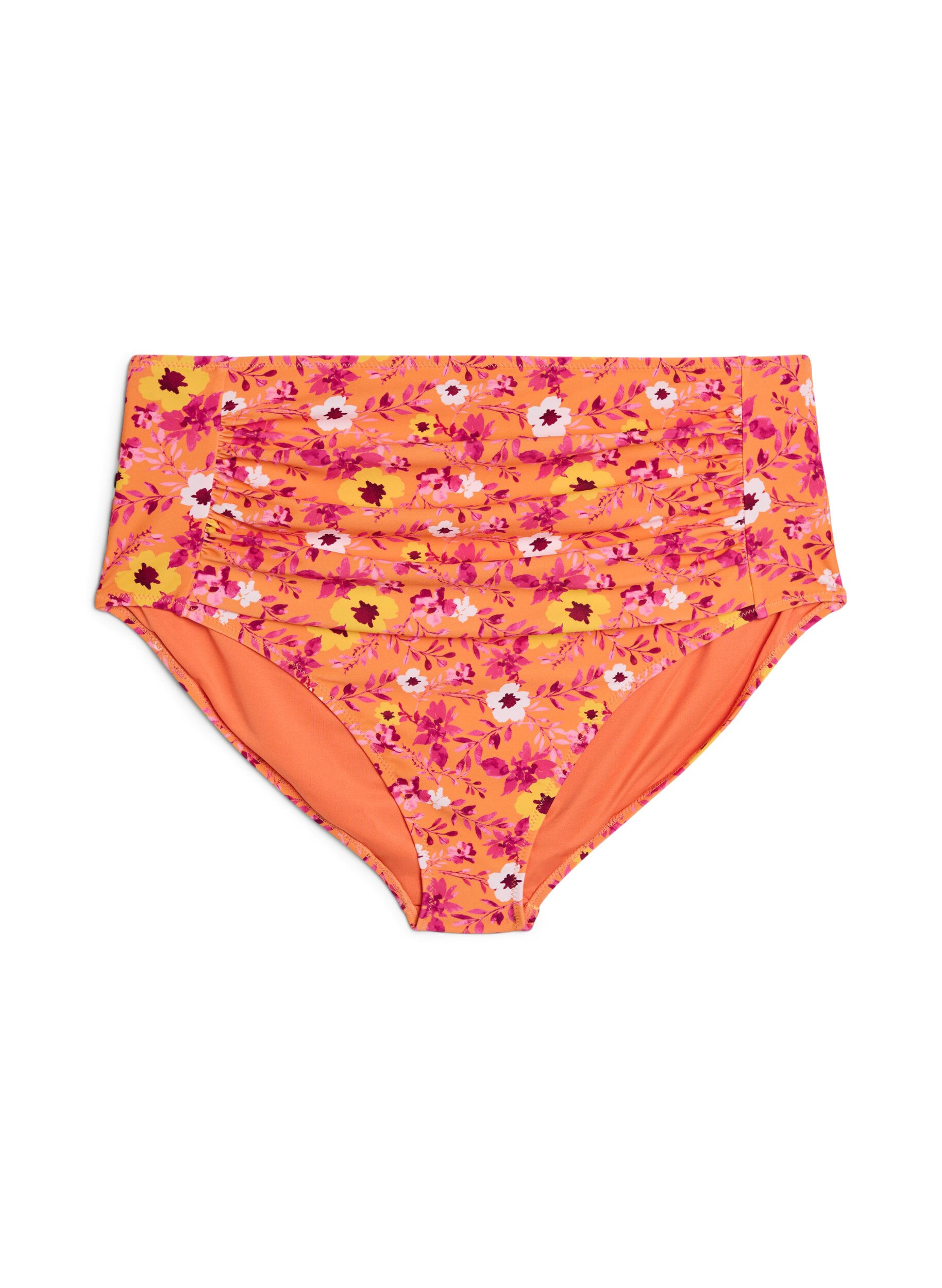 ZizziCulotte de bikini taille haute &agrave; motif, Orange, Packshot image number 0