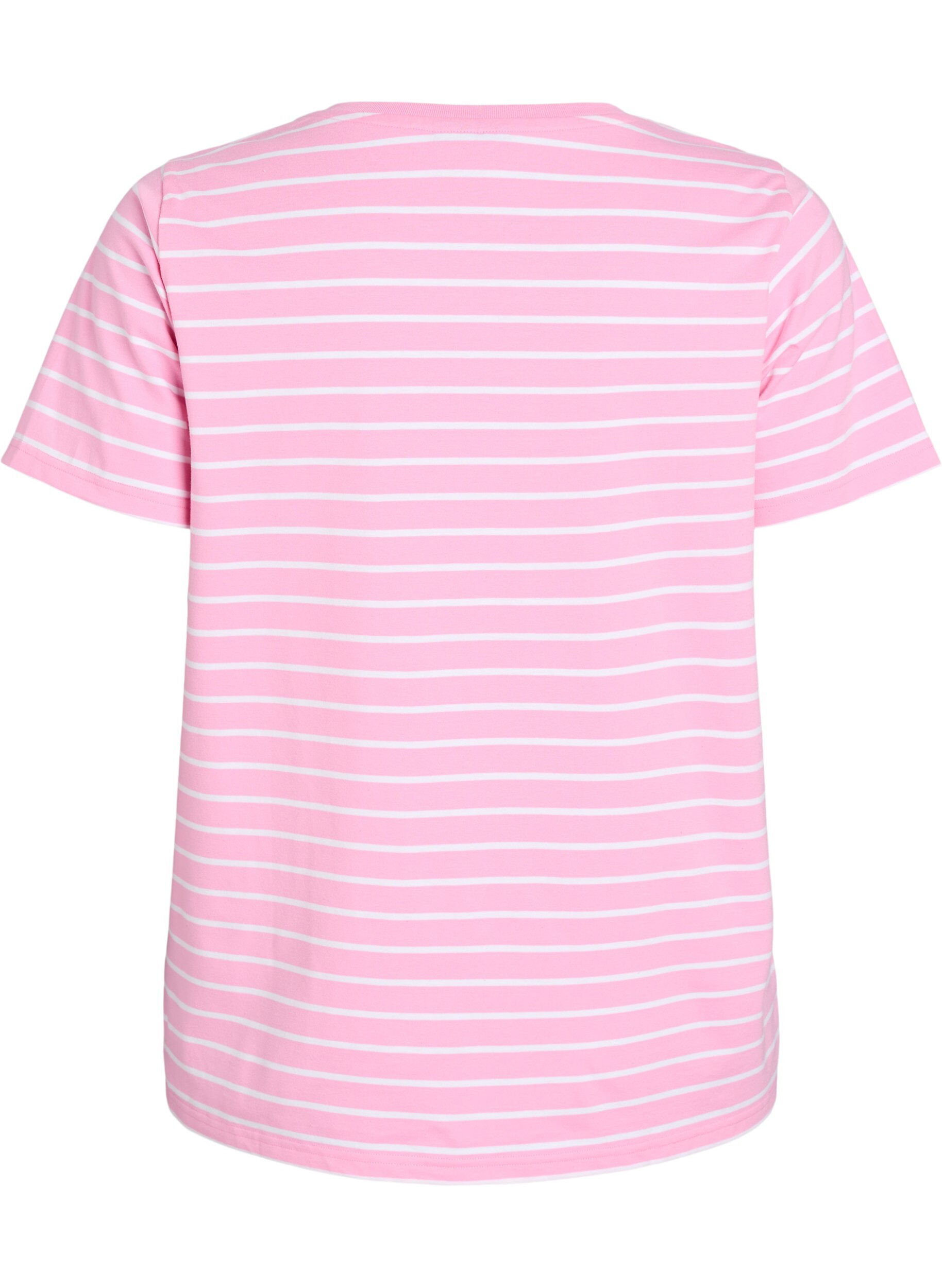 Zizzi T-shirt ray&eacute; avec imprim&eacute; de texte, Rose, Packshot image number 1