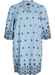 Robe courte brod&eacute;e &agrave; manches 3/4, Bleu, Packshot image number 0