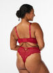 Soutien-gorge emboîtant en dentelle avec détails de lanières, Rouge, Model image number 2