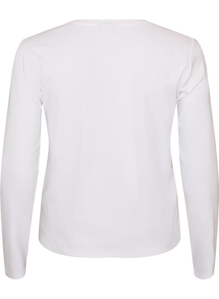 T-shirt basique &agrave; manches longues et col rond, Blanc, Packshot image number 1