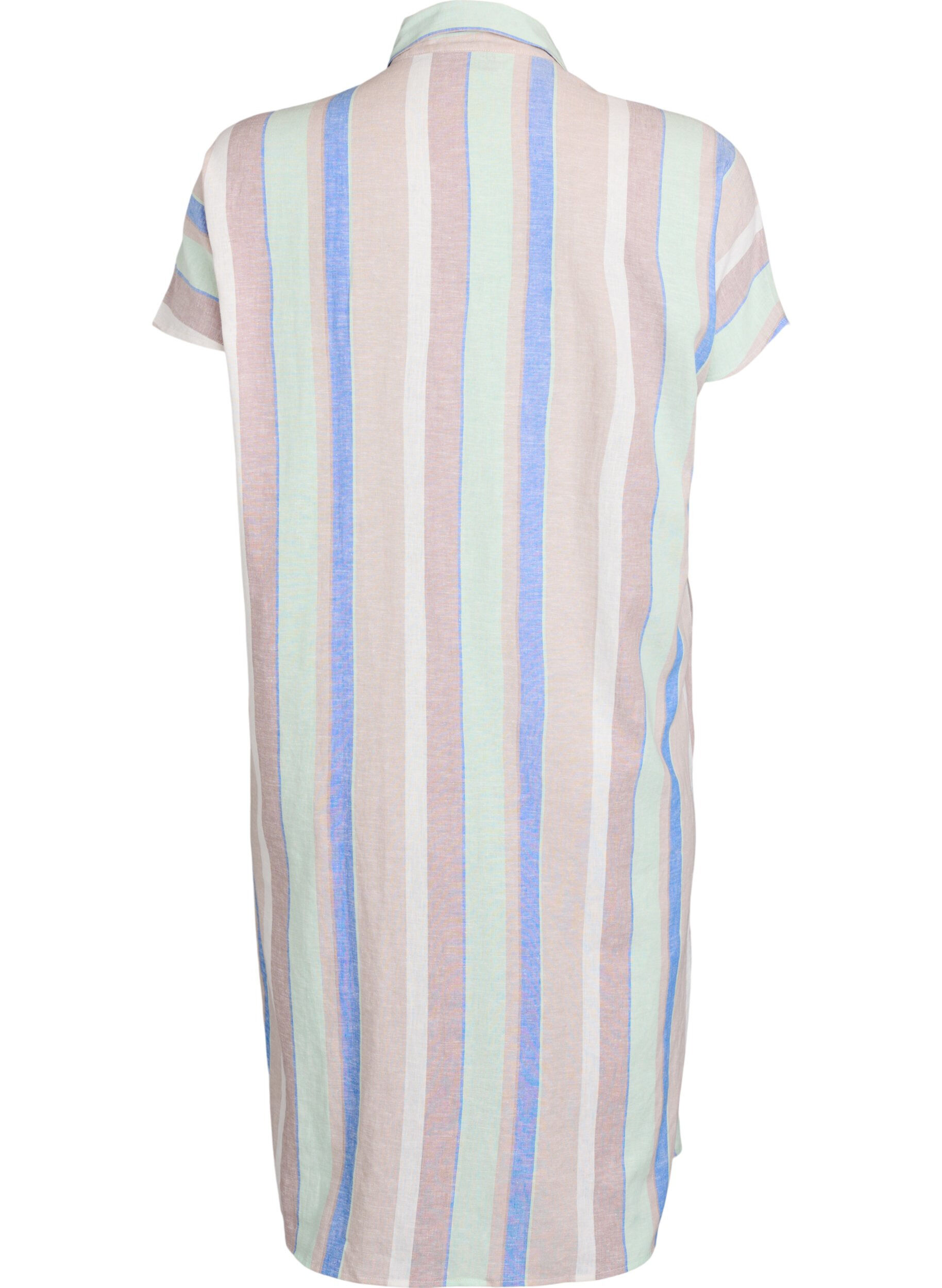 Zizzi Chemise longue en viscose et en lin, Bleu, Packshot image number 1