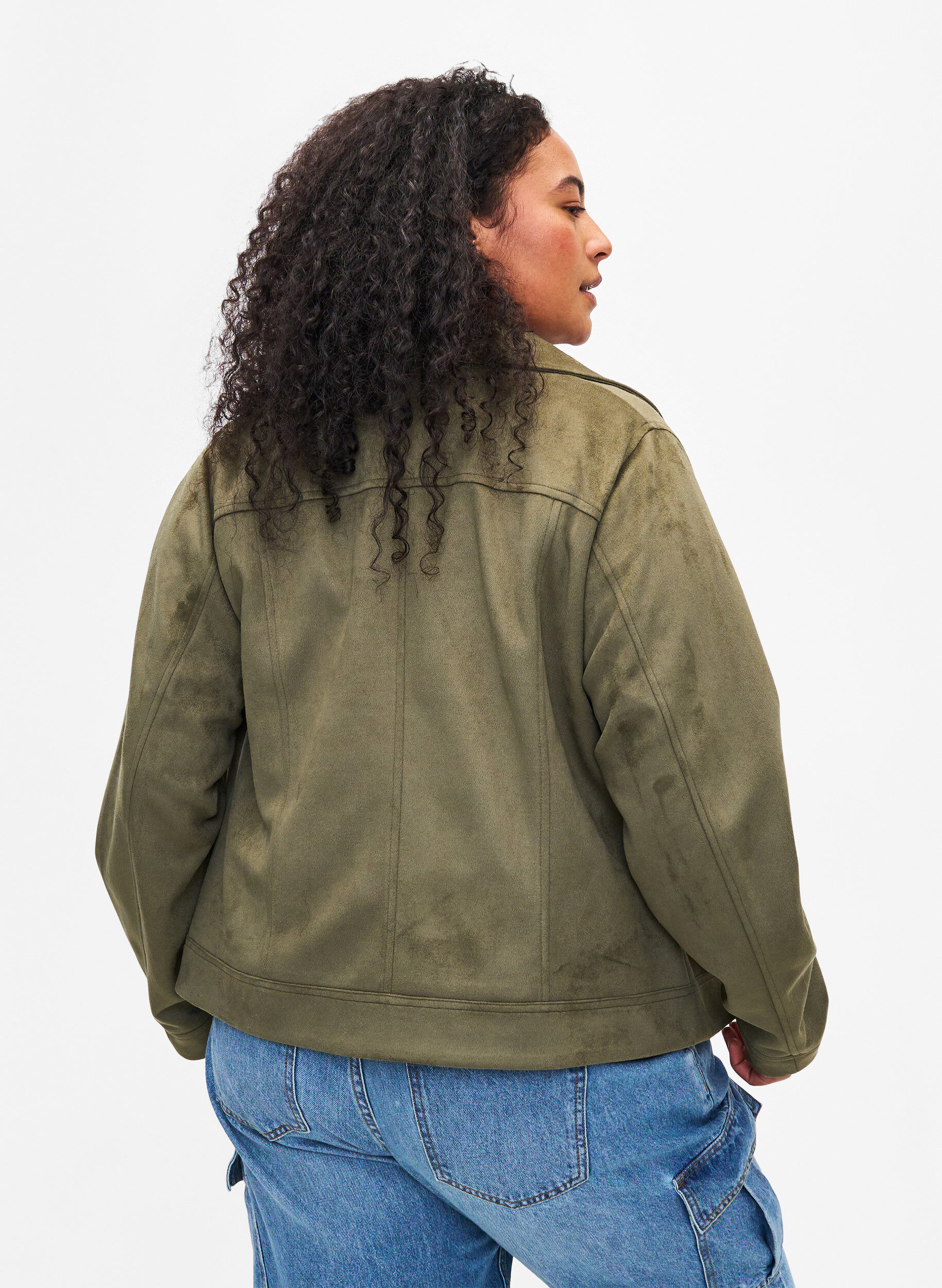 ZizziVeste de motard en faux daim, Dusty Olive, Model image number 1