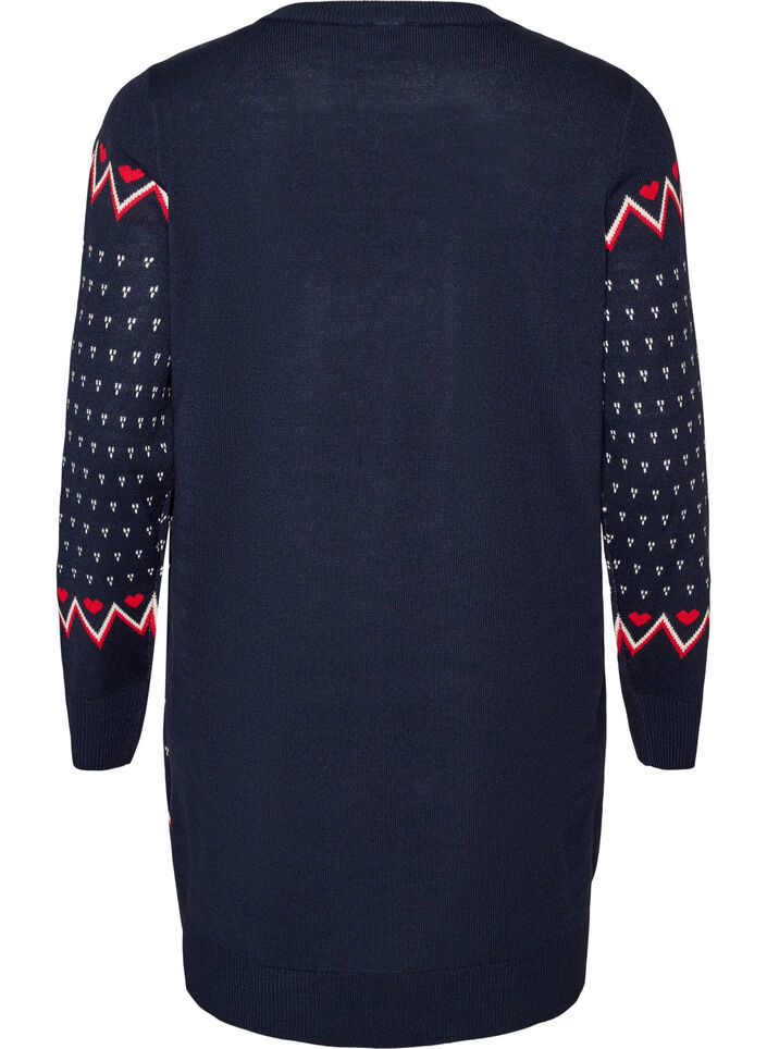 Robe courte en maille avec motif de No&euml;l, Bleu, Packshot image number 1