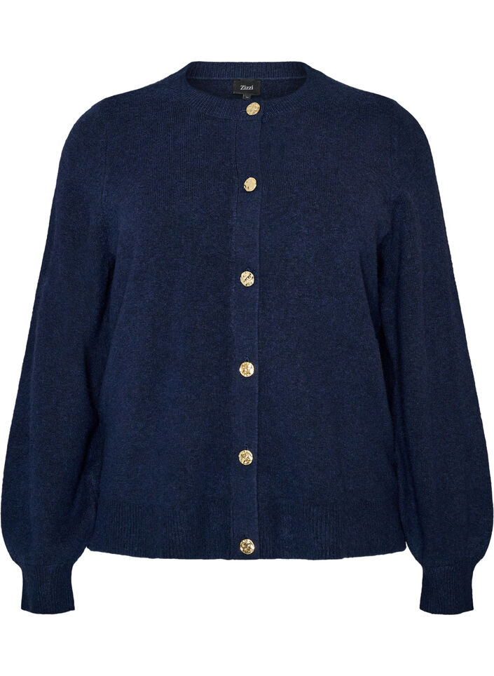 Cardigan en maille douce avec boutons dor&eacute;s, Bleu, Packshot image number 0